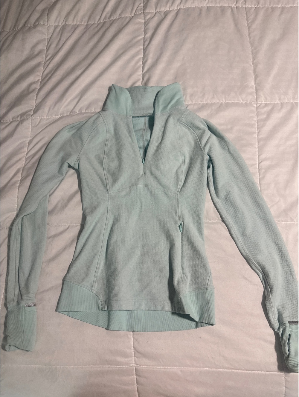 Lululemon Light Blue Half-Zip Athletica Pullover with Thumb Holes